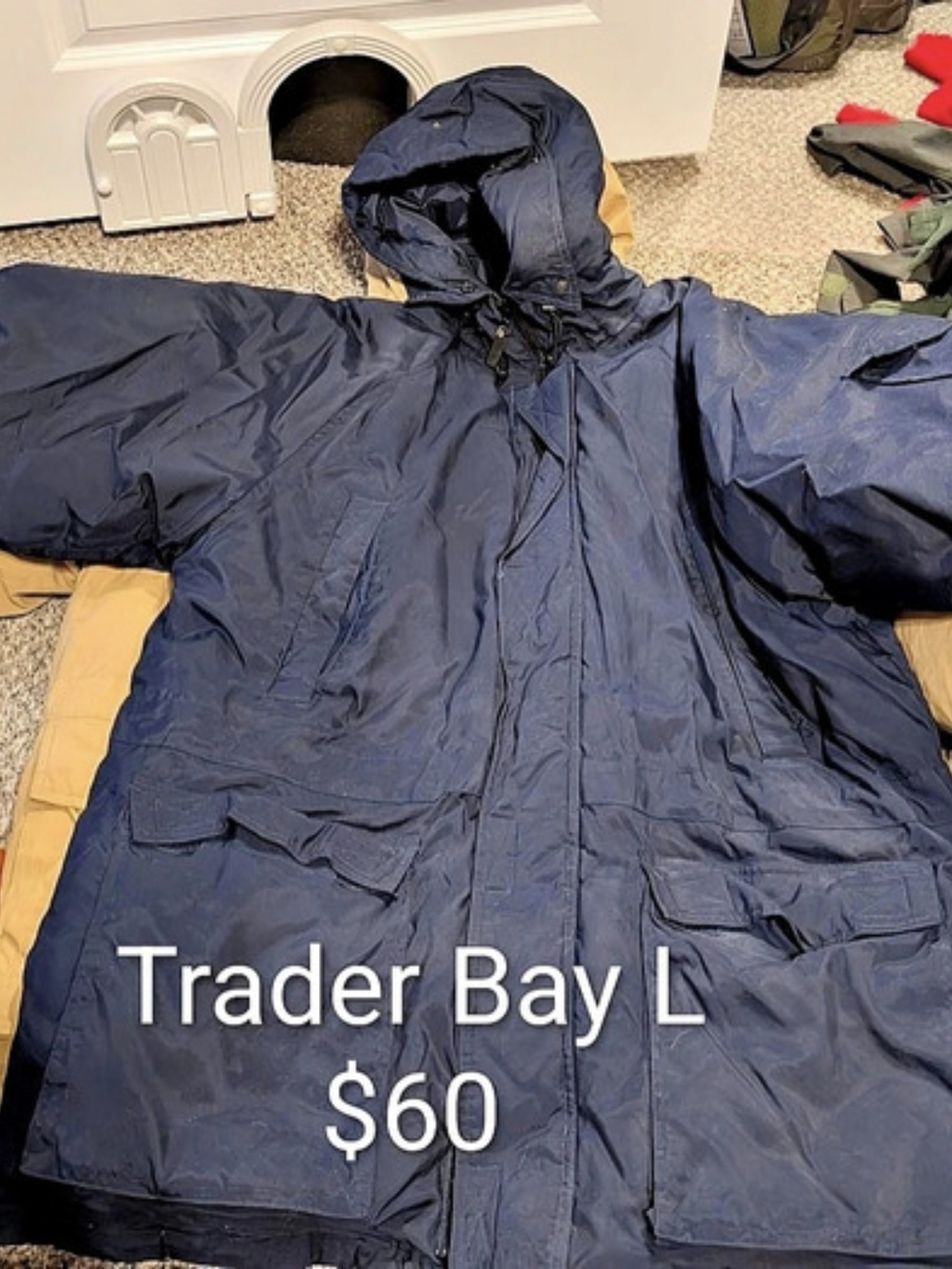 Trader Bay Men's Blue Hooded Jacket Size Large